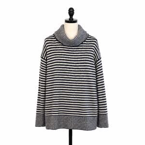 New Scotland Cashmere Silk Sweater Cowl Neck Striped Soft Luxe Womens Medium